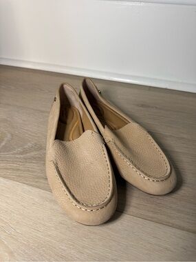 Hush Puppies Beige Suede Slip-On Loafers